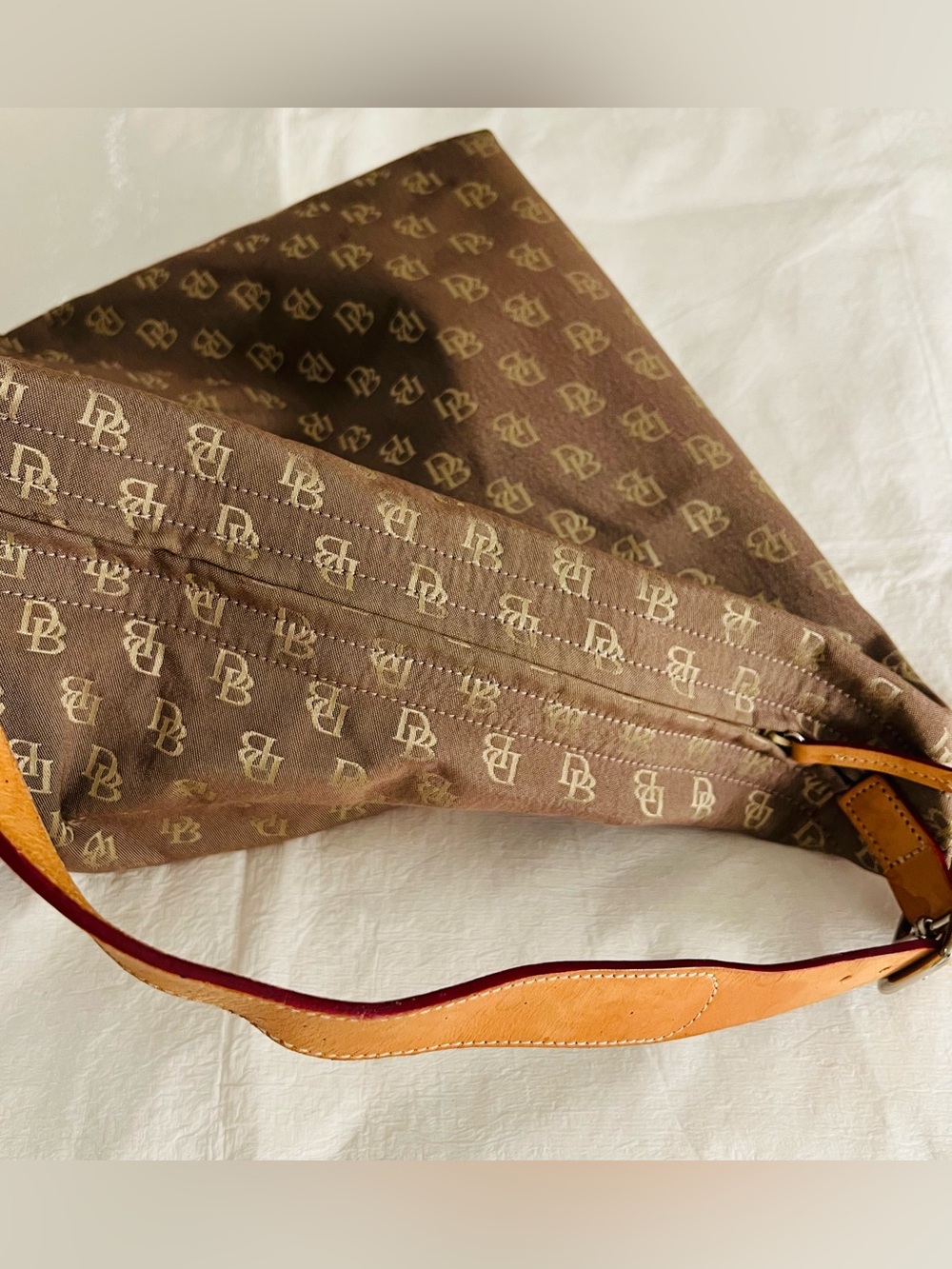 Vintage DOONEY AND BOURKE Monogram DB Canvas Shoulder Handbag Tote - Picture 9 of 15